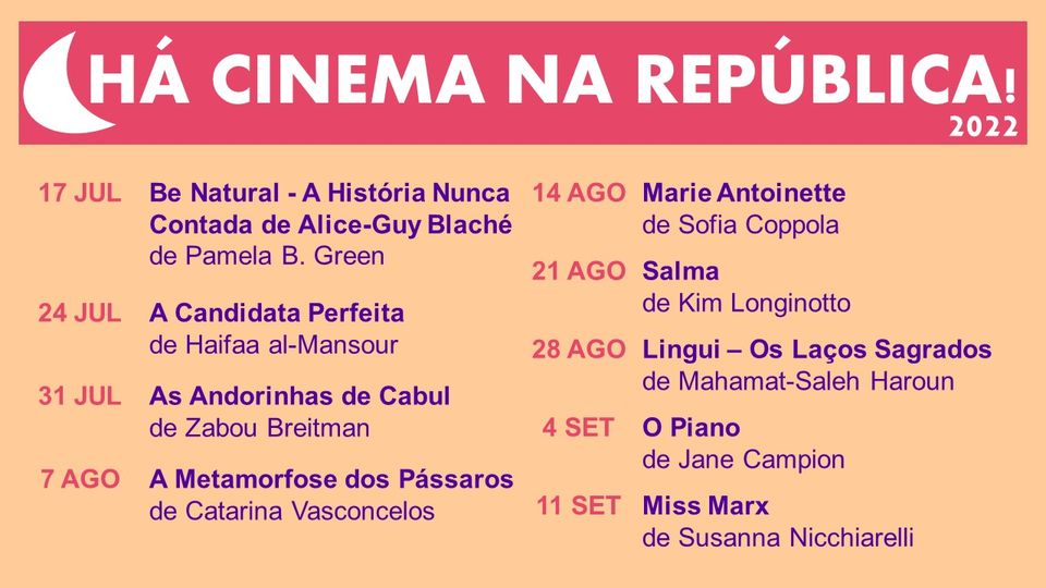 HÁ CINEMA NA REPÚBLICA - Cinema ao ar livre - Ciclo 'Mulheres Realizadoras'