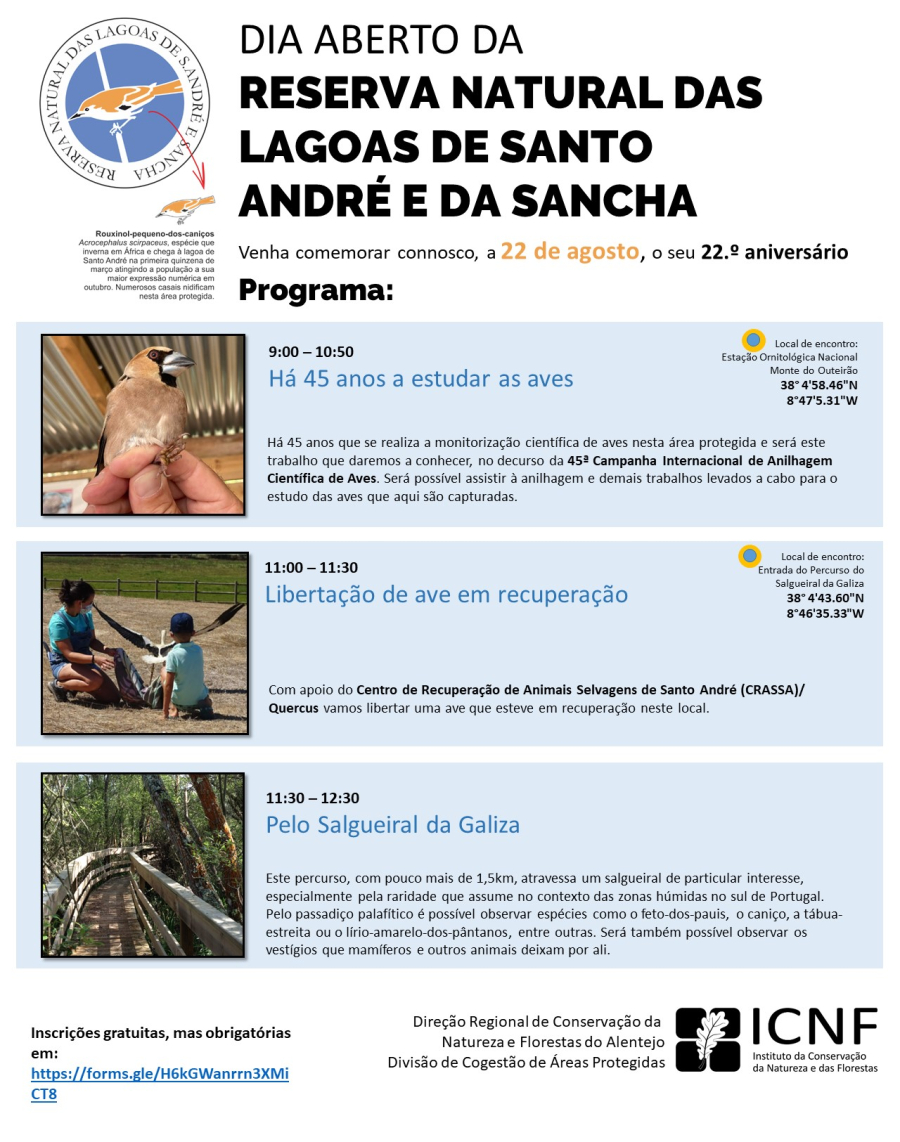 Dia Aberto da Reserva Natural das Lagoas de Santo André e da Sancha – 22.º aniversário
