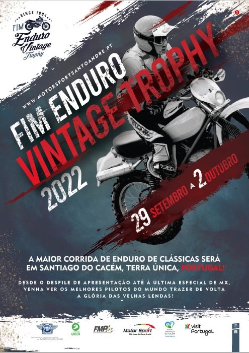 FIM Enduro Vintage Trophy em Portugal pela primeira vez, entre 28 de setembro e 2 de outubro