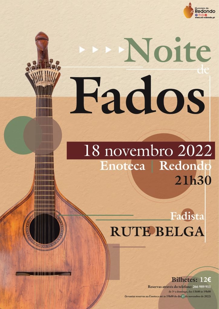 Noite de Fados com a fadista Rute Belga | 18 de novembro | 21h30 | Enoteca de Redondo