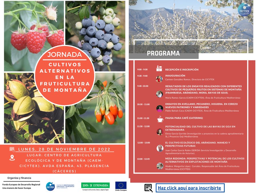  Jornada Cultivos Alternativos en la Fruticultura de Montaña. Plasencia (Cáceres). 28 de noviembre de 2022