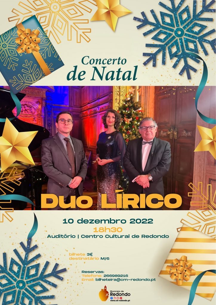 Concerto de Natal – Duo Lírico |  10 de dezembro | 18h30 | Auditório do Centro Cultural de Redondo