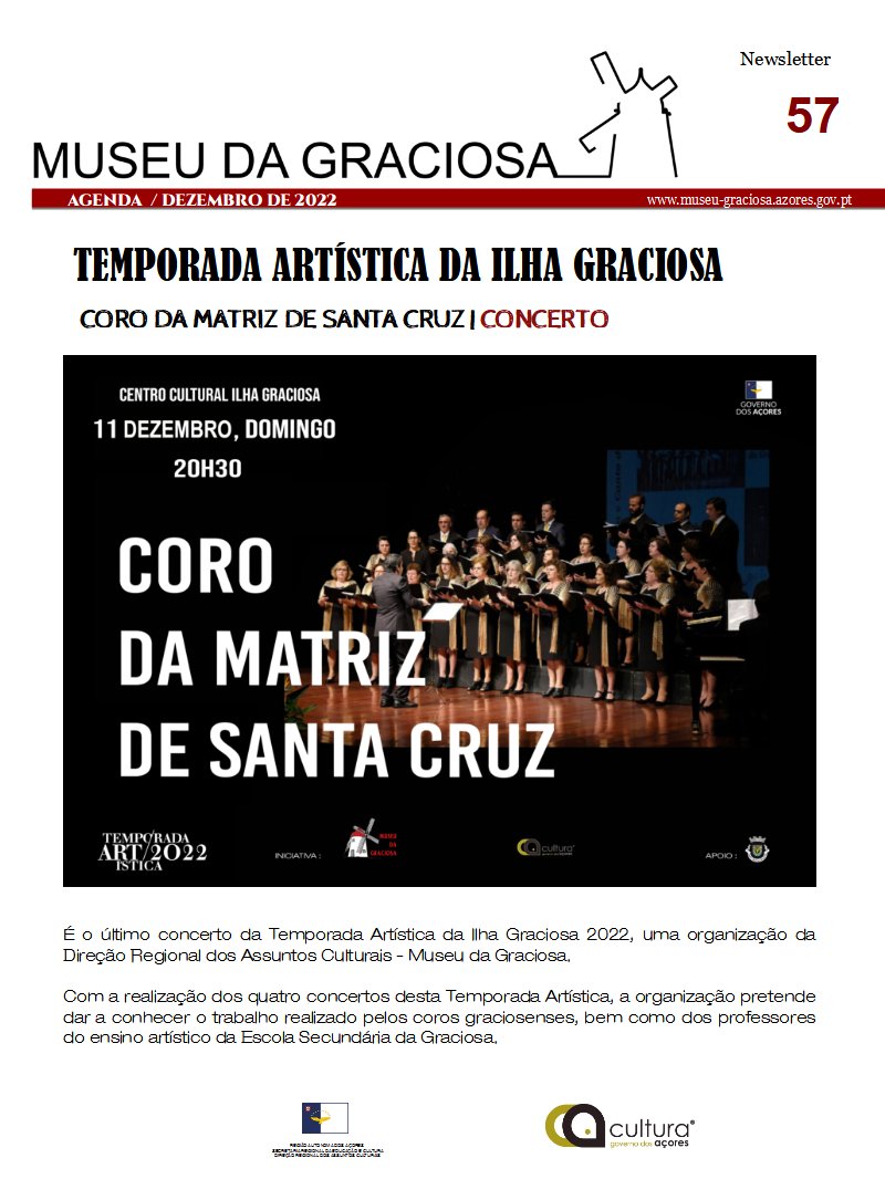 Temporada Artística da Ilha Graciosa 2022 - Concerto do Coro da Matriz de Santa Cruz da Graciosa