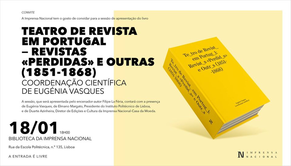 Apresentação do livro Teatro de Revista em Portugal – Revistas «Perdidas» e Outras (1851-1868)