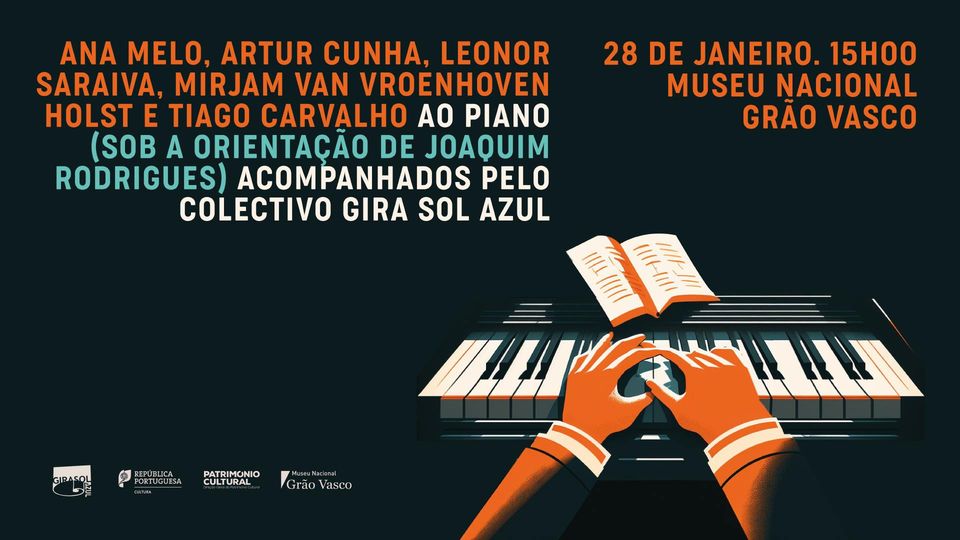 Ana Melo, Artur Cunha, Leonor Saraiva, Mirjam Van Vroenhoven e Tiago Carvalho ao Piano