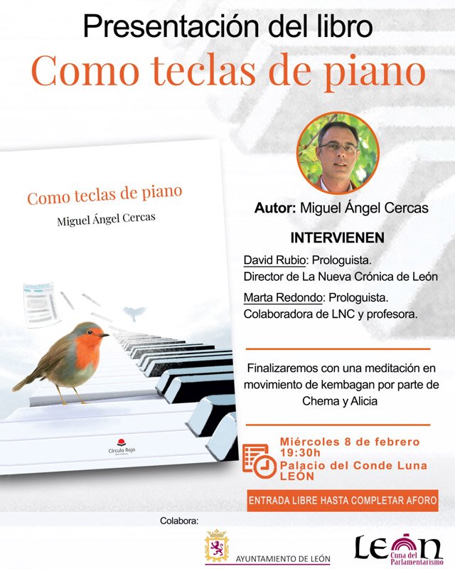 «Como teclas de piano» de Miguel Ángel Cercas. Presentación el Palacio del Conde Luna.