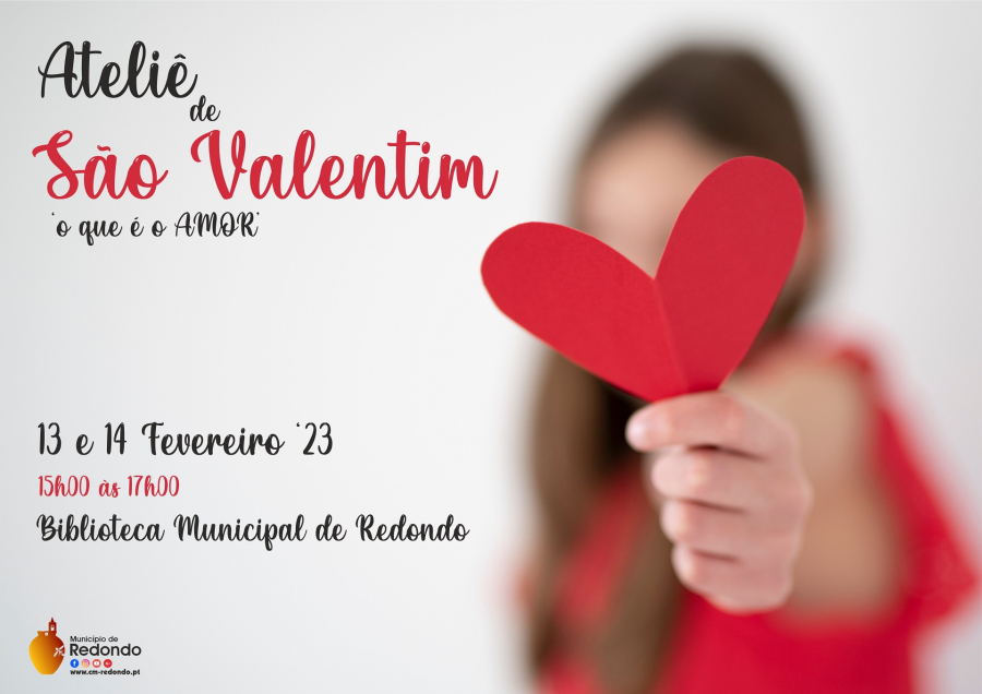 Ateliê de São Valentim “O que é o amor” | 13 e 14 de fevereiro | das 15h00 às 17h00 | Biblioteca Municipal de Redondo