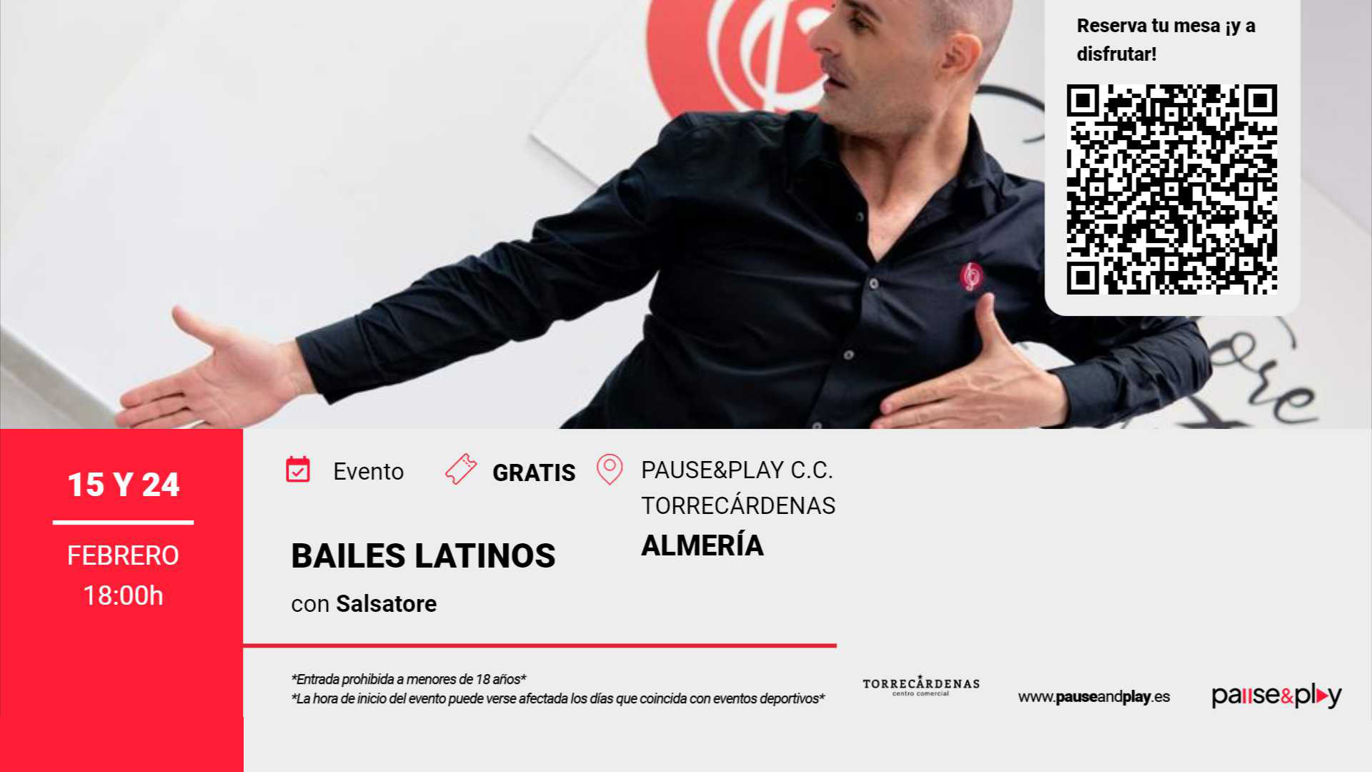Bailes Latinos con Salsatore Pause&Play C.C. Torrecárdenas (Almería)