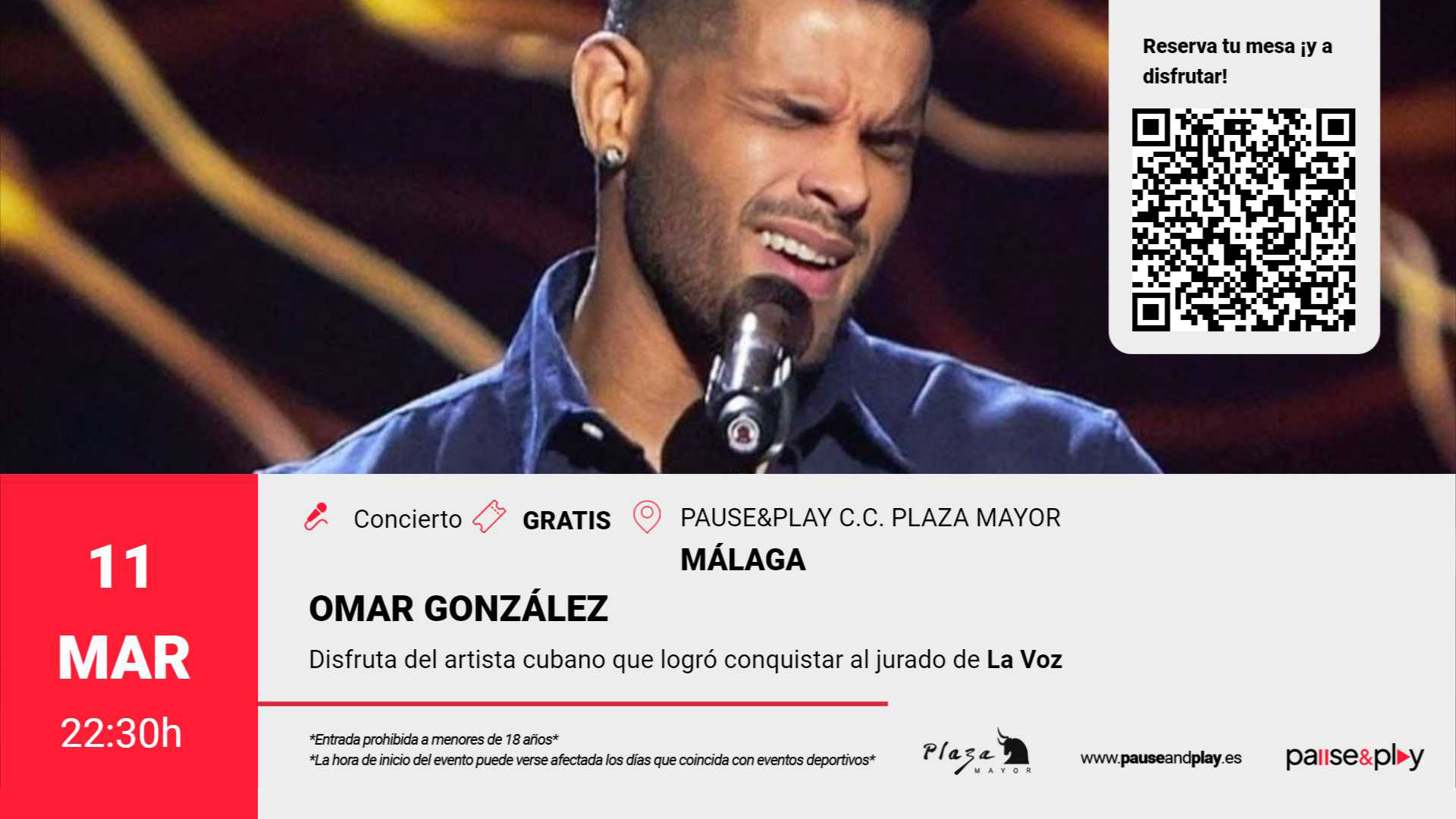 Concierto Omar González Pause&Play C.C. Plaza Mayor (Málaga)
