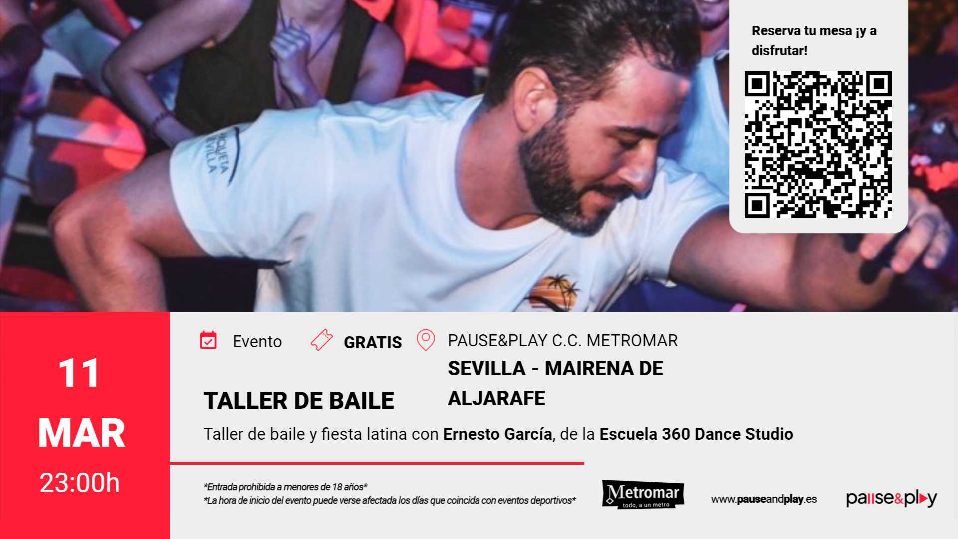 Taller de Baile con Ernesto en Pause&Play C.C. Metromar (Mairena de Aljarafe)