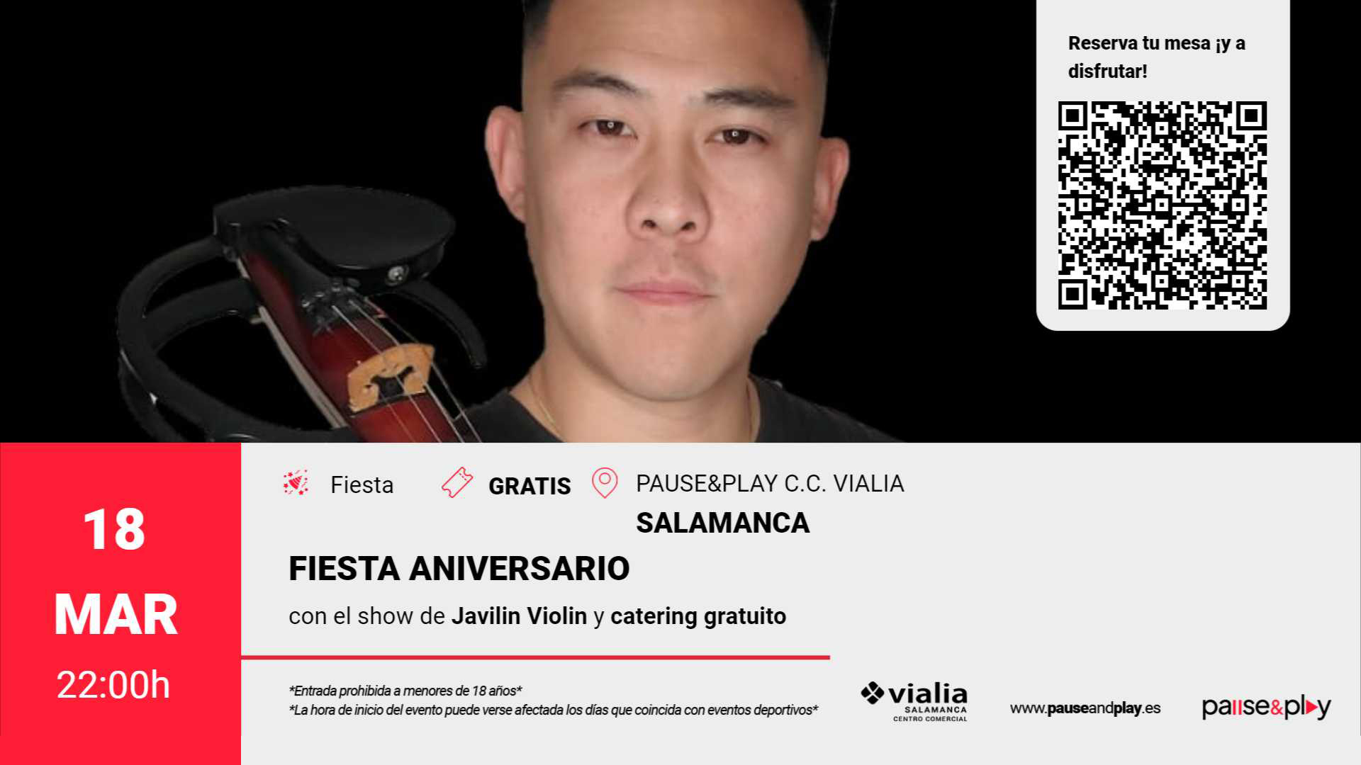 Fiestas Aniversario con Javilin Violin Pause&Play C.C. Vialia Salamanca
