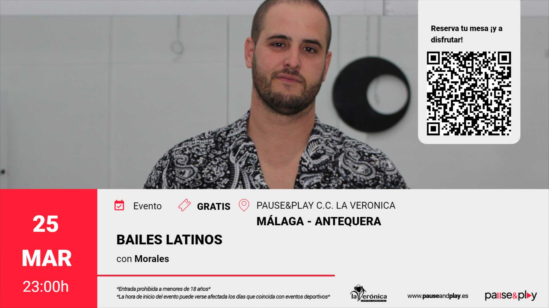 Bailes Latinos con Morales en Pause&Play C.C. La Verónica (Antequera)