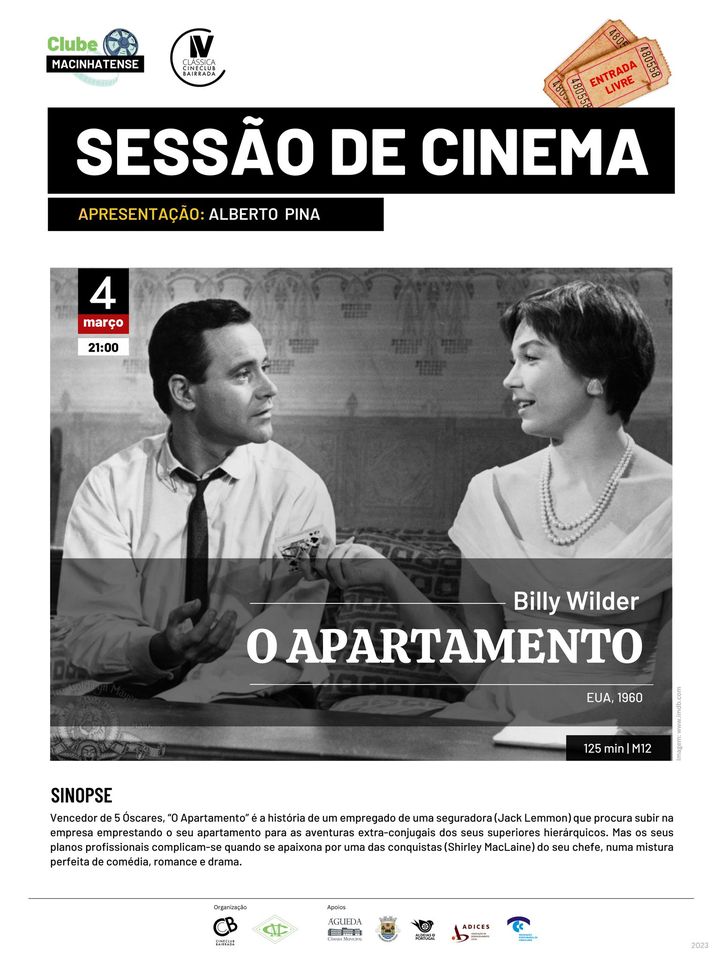 O APARTAMENTO (1960), de Billy Wilder, 125 minutos, M/12