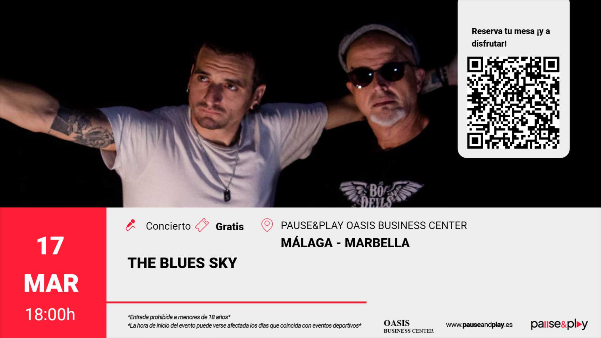 Concierto The Blues Sky Pause&Play Oasis Business Center (Marbella)