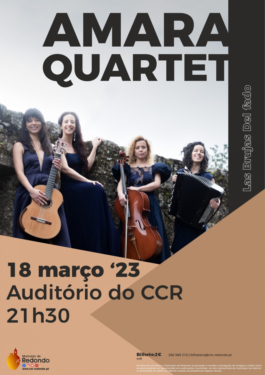Amara Quartet – Las Brujas Del Fado | 18 de março | 21h30 | Auditório do Centro Cultural de Redondo
