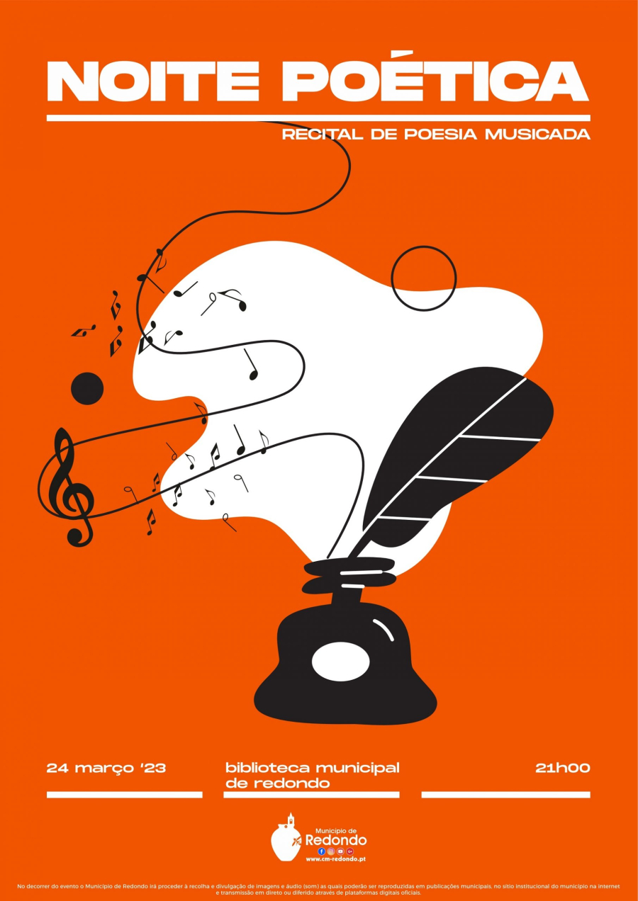 Noite Poética – Recital de Poesia Musicada | 24 de março | 21h00 | Biblioteca Municipal de Redondo