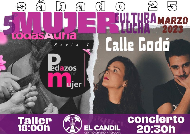 Taller y concierto para cerrar las jornadas Mujer, Cultura y Lucha del Candil.