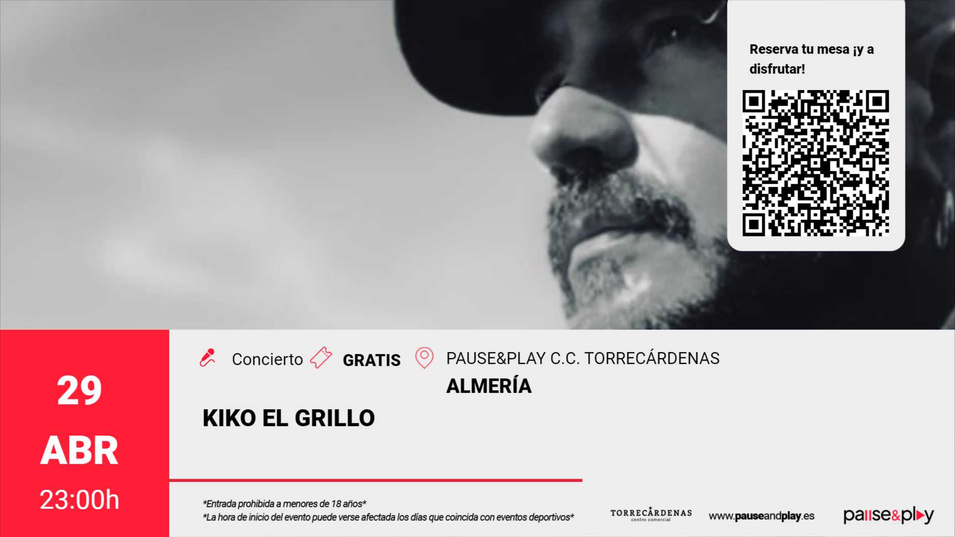 Concierto Kiko El Grillo - Pause&Play C.C. Torrecádenas