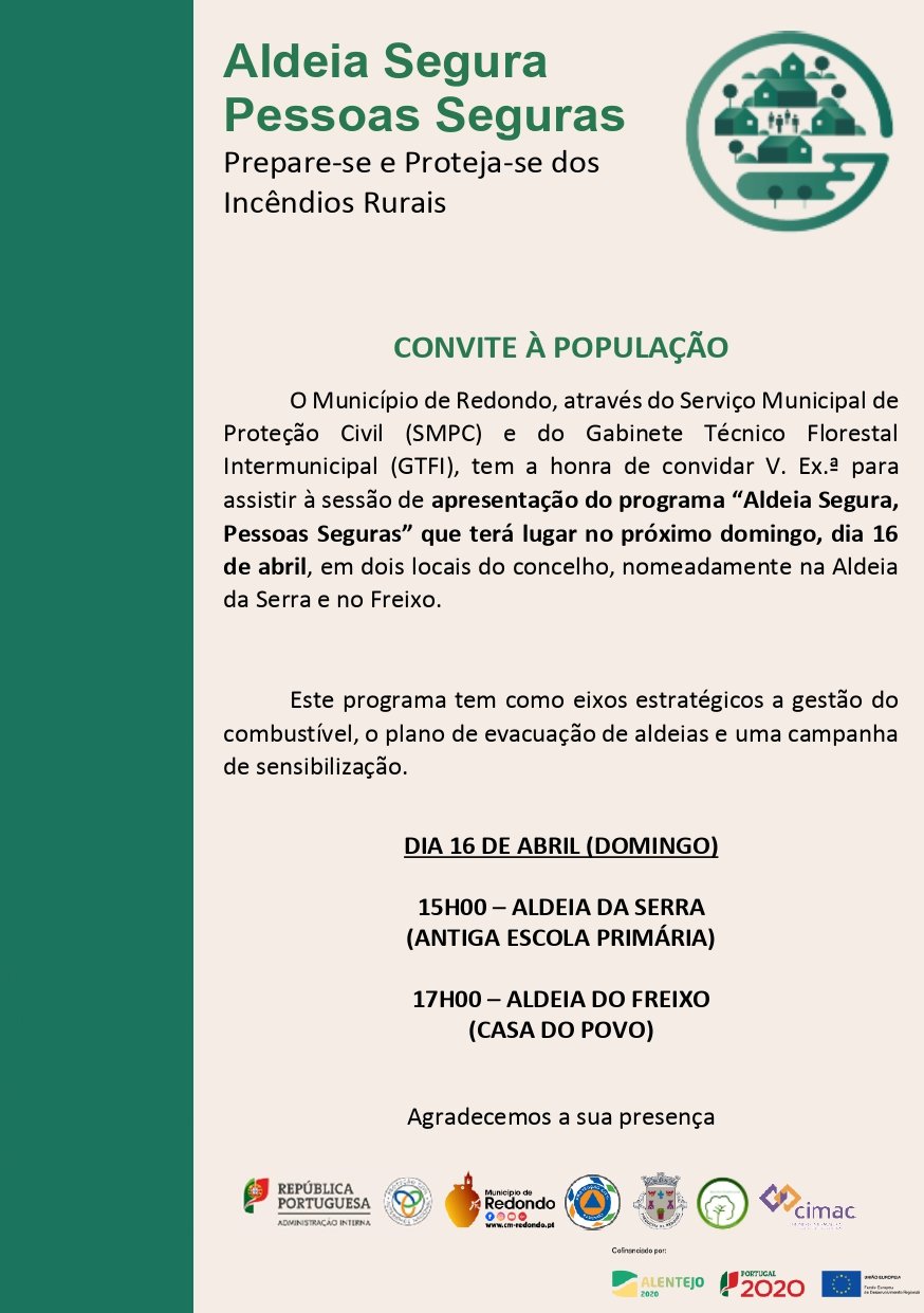 Apresentação do programa “Aldeia Segura, Pessoas Seguras” | 16 de abril | Aldeia da Serra e Freixo