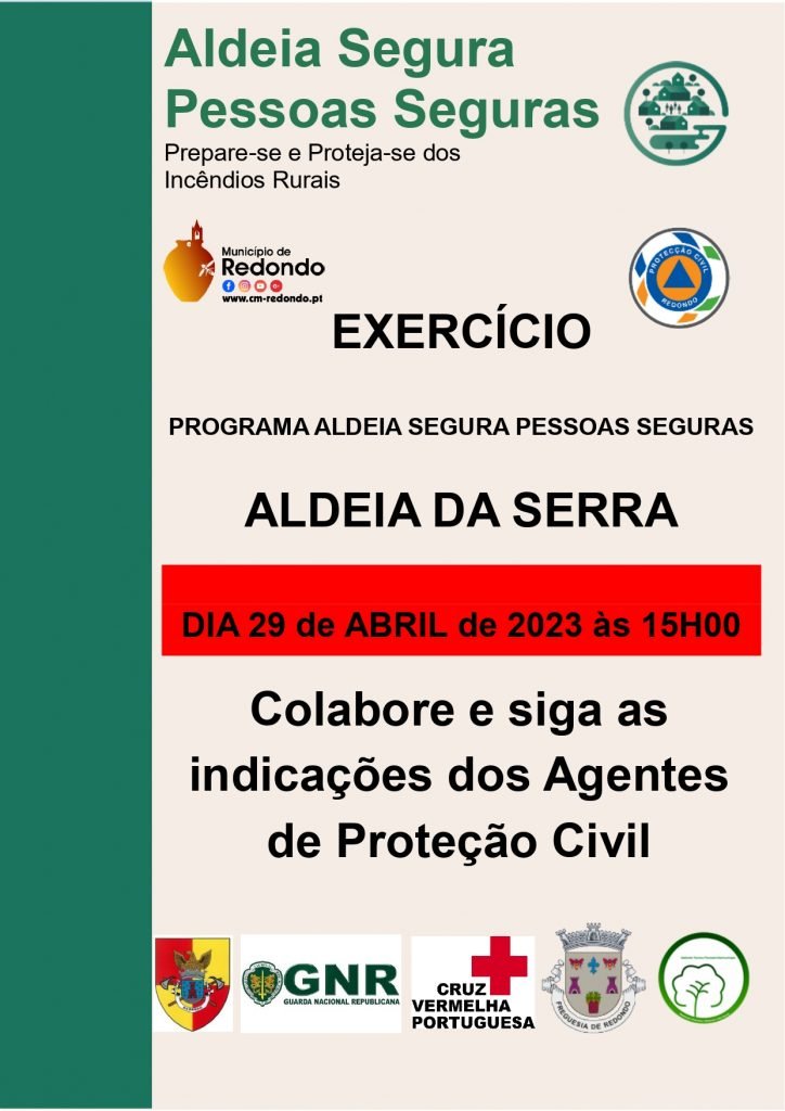 Exercício “Aldeia Segura – Pessoas Seguras” | 29 de abril | 15h00 | Aldeia da Serra