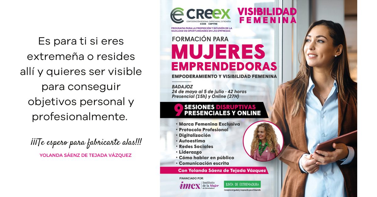 Formación de alto impacto en visibilidad femenina para ti si eres extremeña. Subvencionada