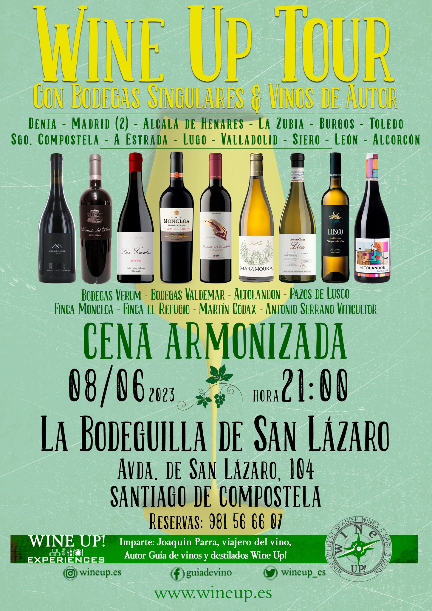 CENA ARMONIZADA DEL WINE UP TOUR EN LA BODEGUILLA DE SAN LÁZARO, SANTIAGO DE COMPOSTELA