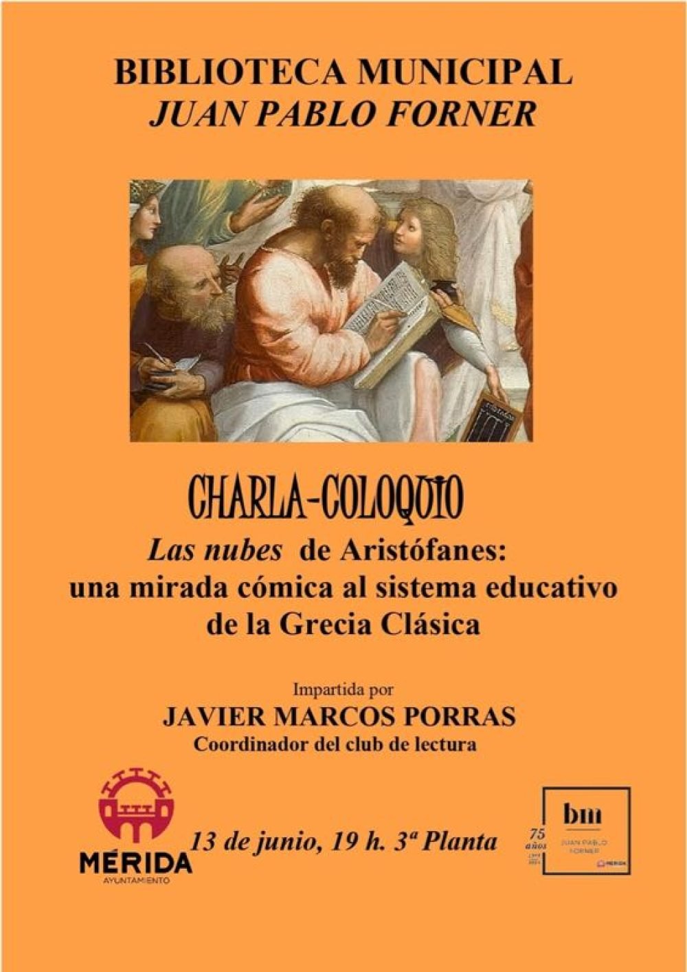 Charla-Coloquio ‘Las nubes de Aristófanes’ de Javier Marcos Porras