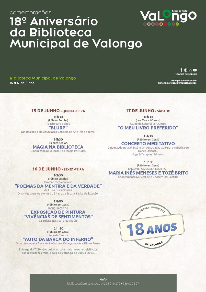 Biblioteca Municipal de Valongo comemora 18.º aniversário