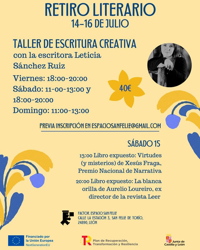 TALLER DE ESCRITURA CREATIVA con la escritora Leticia Sánchez Ruiz. Factor Espacio San Feliz
