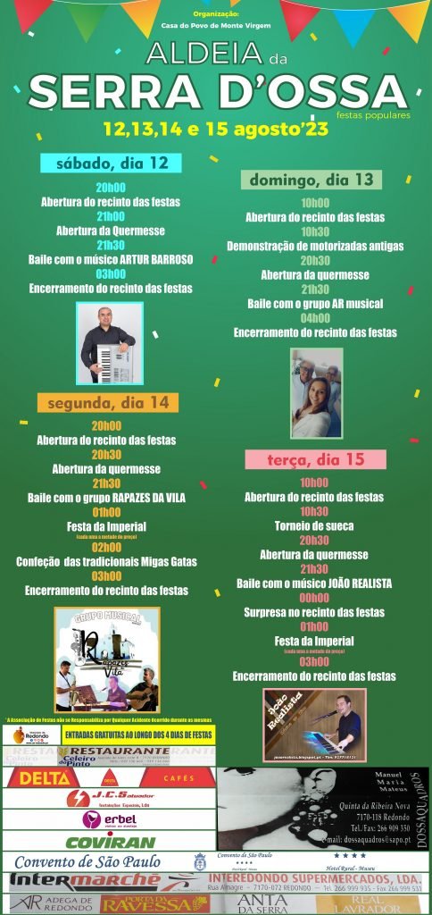 Festas de Verão da Aldeia da Serra | 12, 13, 14 e 15 de agosto