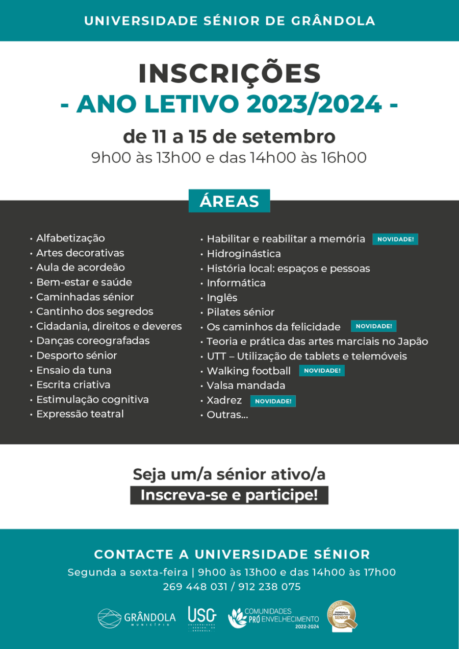 SÉNIOR | Inscrições na USG 2023/2024