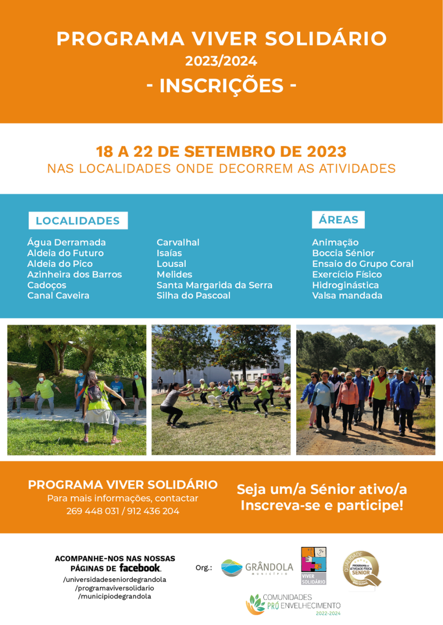 SÉNIOR | Programa Viver Solidário | Inscrições 2023 / 2024