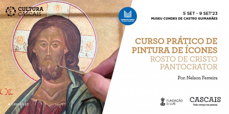 Curso Prático de Pintura de Ícones – Rosto de Cristo Pantocrator, no Museu Condes de Castro Guimarães