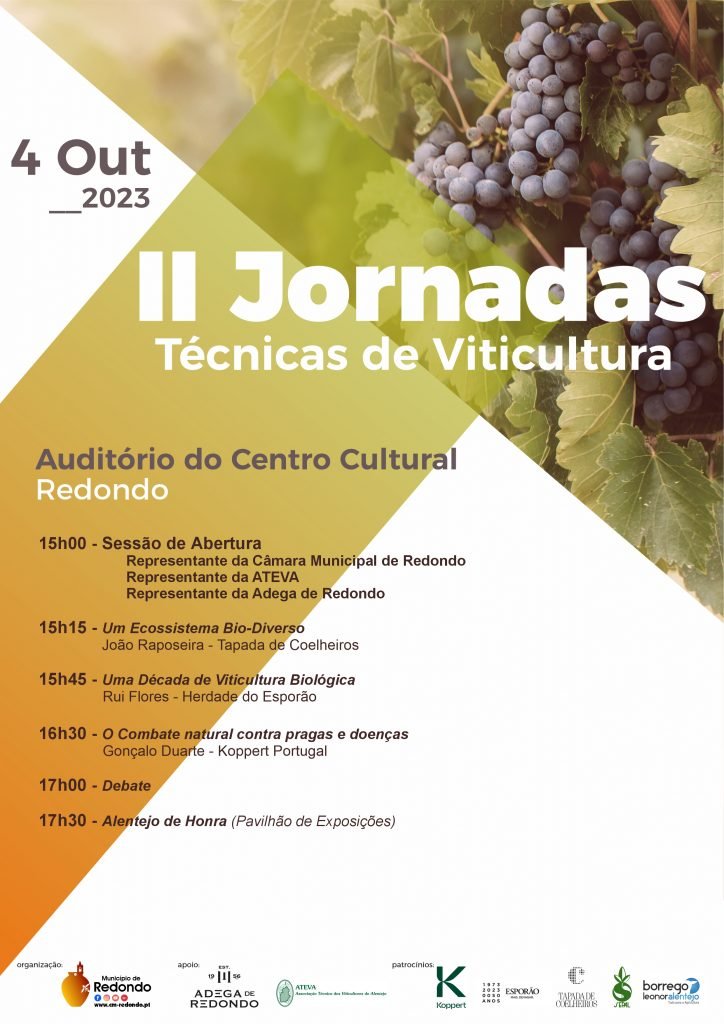 II Jornadas Técnicas de Viticultura | 04 de outubro | 15h00 | Auditório do Centro Cultural de Redondo