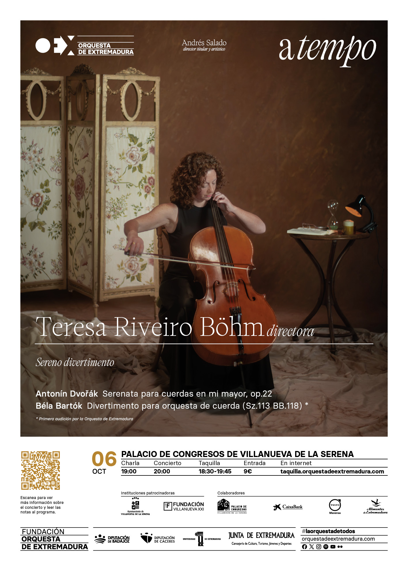 Concierto de la Orquesta de Extremadura ' Sereno divertimiento' Teresa Riveiro Böhm, directora.