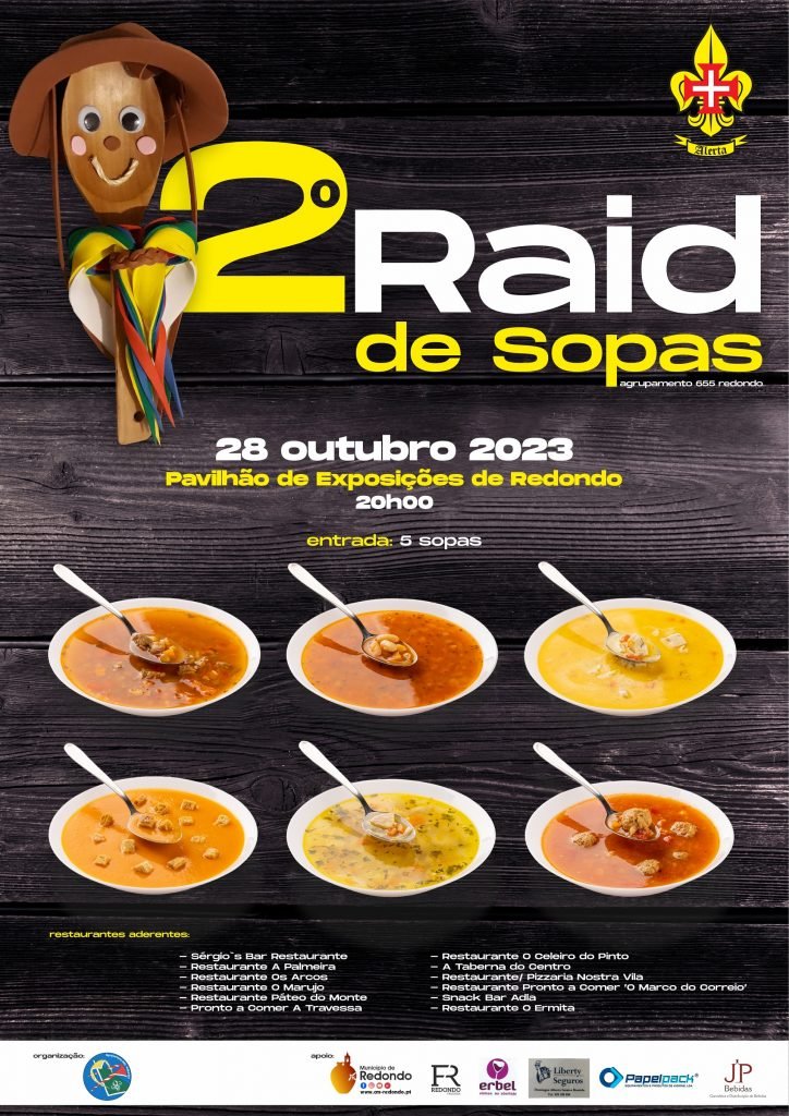 2º Raid de Sopas – Escuteiros de Redondo | 28 de outubro | 20h00 | Pavilhão de Exposições de Redondo