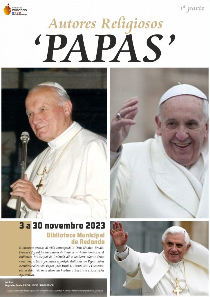 Exposição “Autores Religiosos – Papas” | de 03 a 30 de novembro | Biblioteca Municipal de Redondo