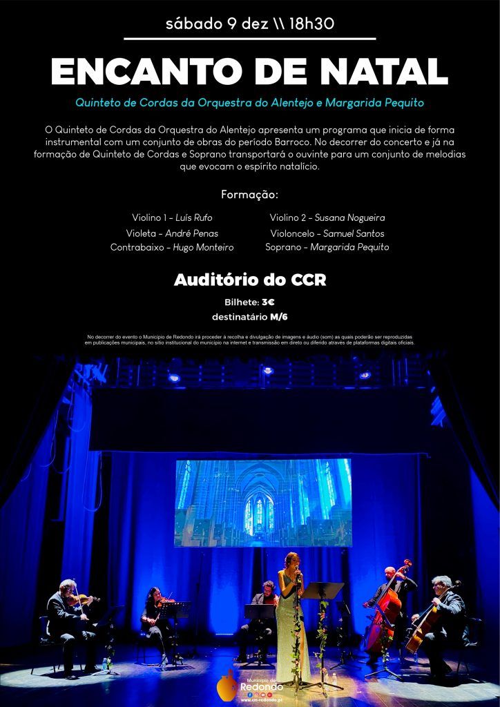 Encanto de Natal | Quinteto de Cordas da Orquestra do Alentejo e Margarida Pequito | 09 de dezembro | 18h30 | CCR