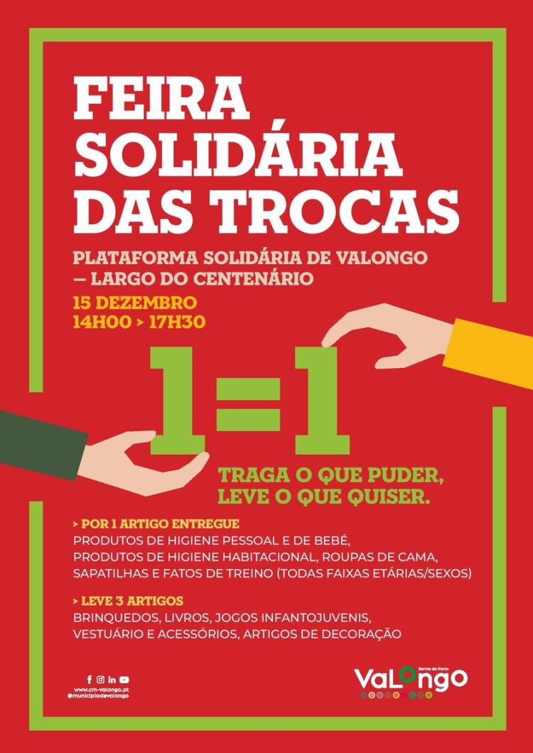 Feira Solidária das Trocas no dia 15 de dezembro