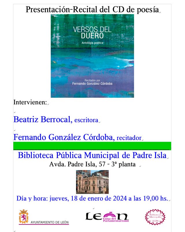 Recital: Versos del Duero. Antología poética. Biblioteca Padre Isla