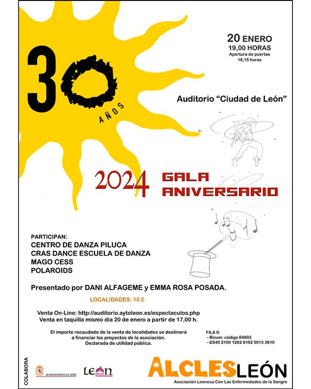 Gala aniversario 30 años ACLES León. Auditorio ciudad de León