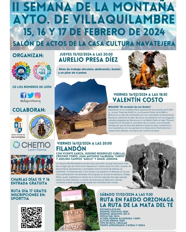 II semana de la montaña. Ayto de Villaquilambre. Casa de cultura de Navajera