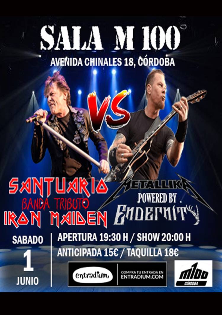 Metallica homenaje y Iron Maiden tributo en M100 Cordoba