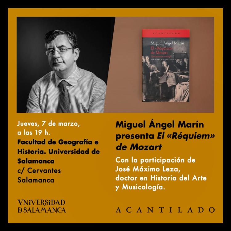 Miguel Ángel Marín presenta «El 'Réquiem' de Mozart» en Salamanca