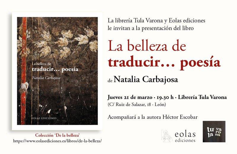 La belleza de traducir poesía» de Natalia Carbajosa. Librería Tula Varona