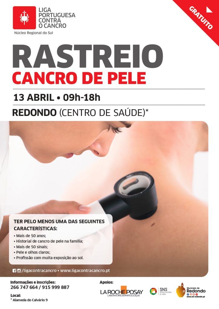 Rastreio – Cancro da Pele | 13 de abril | 09h00-18h00 | Centro de Saúde de Redondo