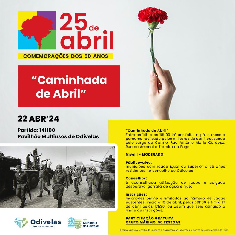 CAMINHADA DE ABRIL | INSCRIÇÕES / 50º aniversário do 25 de abril