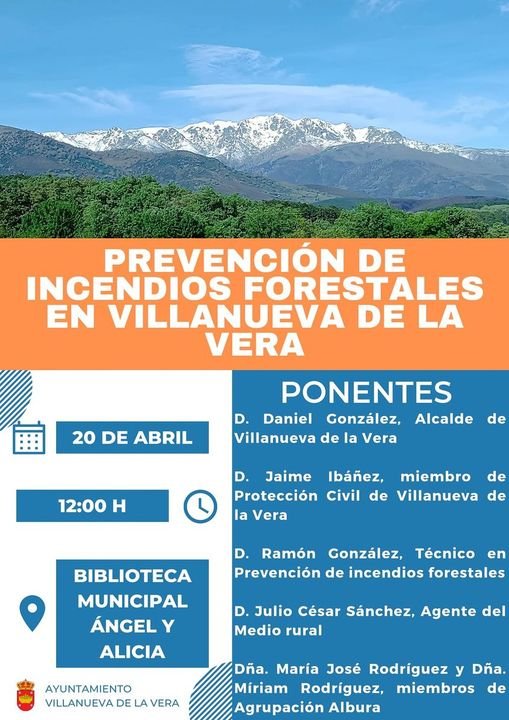 Charla informativa 'Prevención de incendios forestales en Villanueva de la Vera'