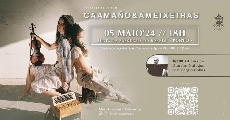 Concerto com Caamãno&Ameixeiras + Oficina de Danças Galegas com Sérgio Cobos