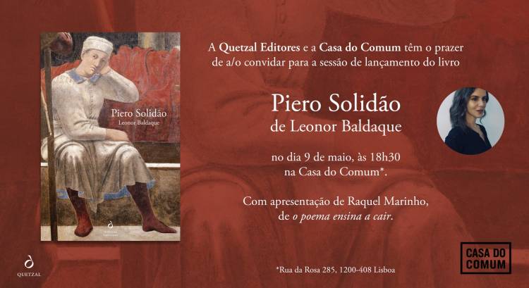 CONVITE | Sessão de lançamento de «Piero Solidão», de Leonor Baldaque